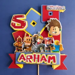 Roblox themed handmade Caketopper personalized with your child's name and age for cake decor.