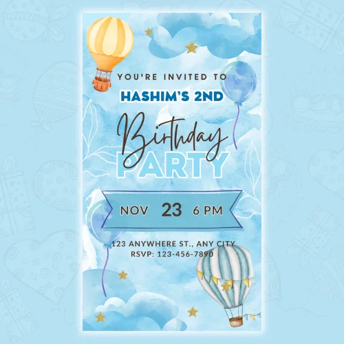 Up, Up & Away digital invite