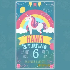 Unicorn Digital Invite for kids party, birthday, baby shower.